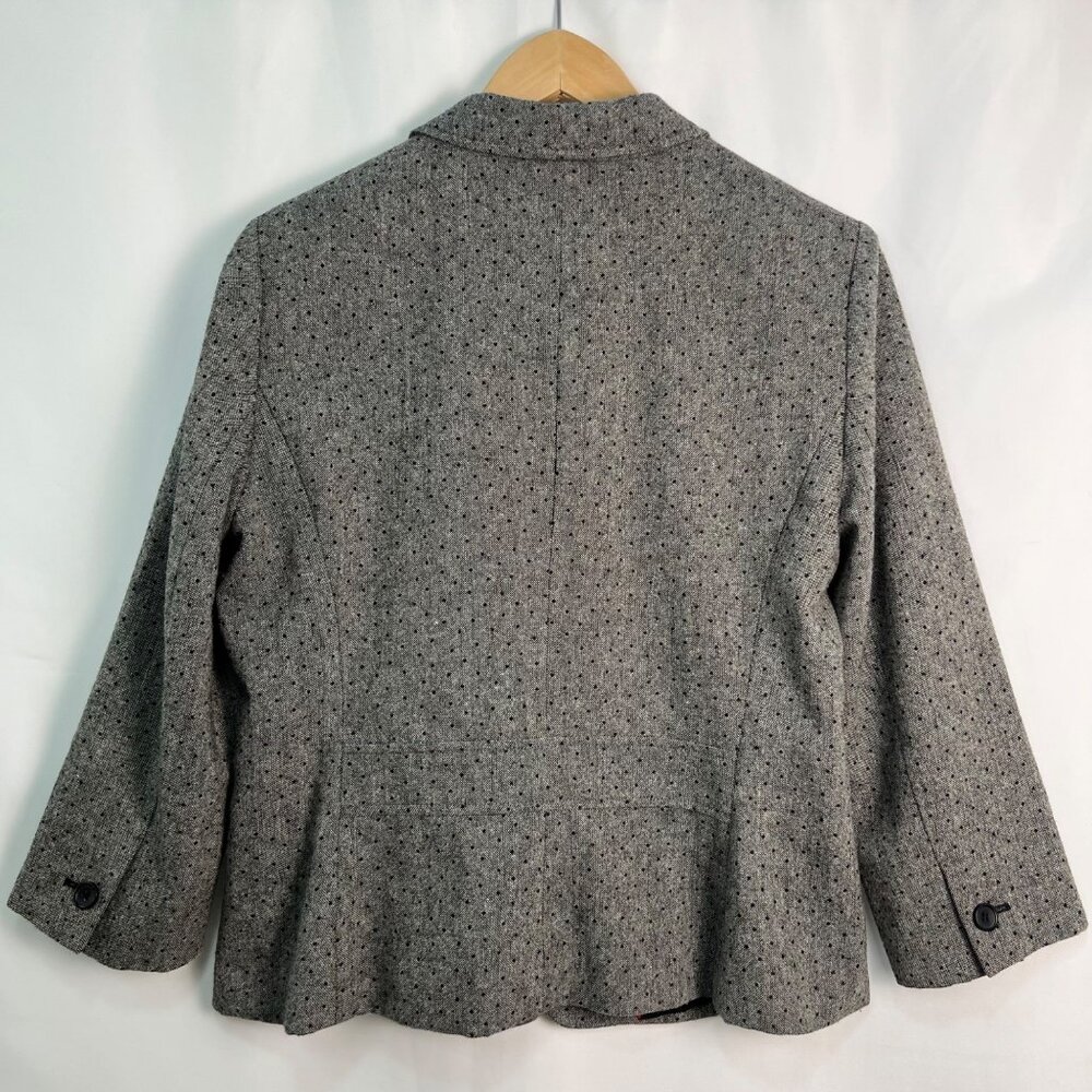 BANANA REPUBLIC Gray Wool Blend Dotted Pattern 3/4 Sleeve Blazer Size 14 - Picture 2 of 8